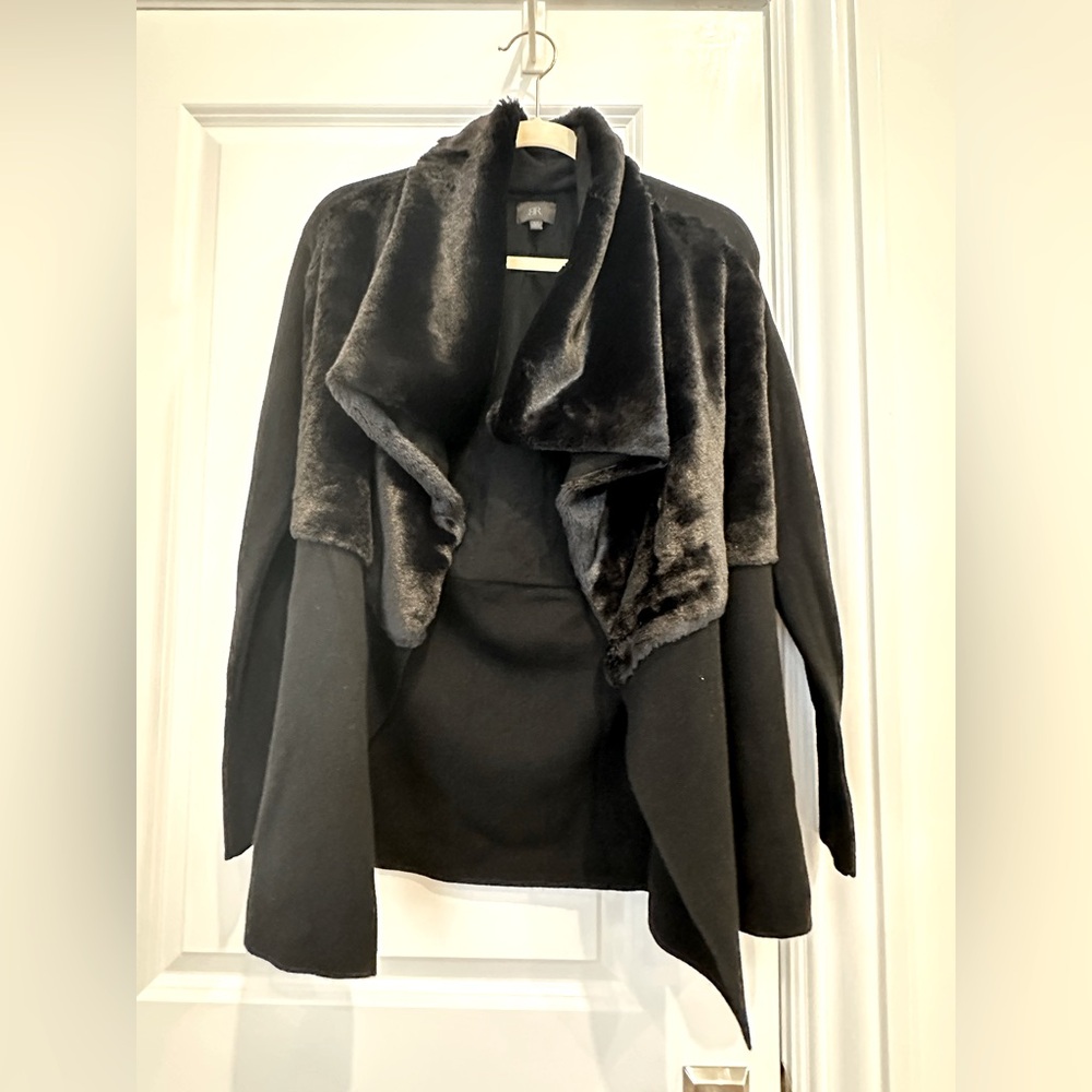 NWT BANANA REPUBLIC Monogram Faux Fur Shawl Cardigan Sweater Coat